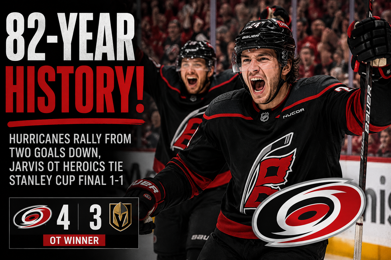 Hurricanes Pull Off Historic Stanley Cup Final Rally the NHL Hasn't Seen in 82 Years